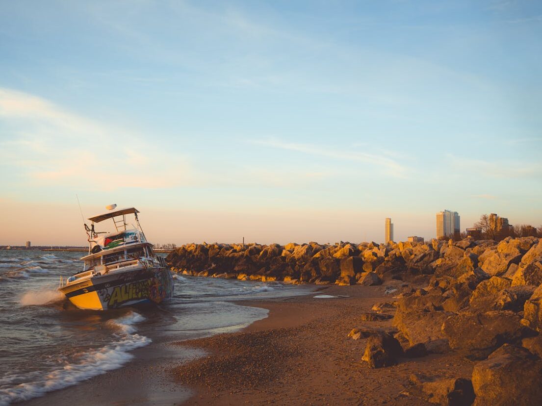 abandoned shipwreck on milwaukee shore