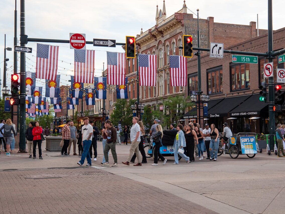 Bustling streets of downtown denver colorado