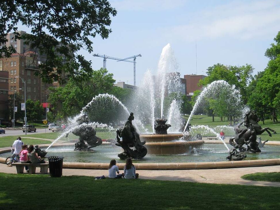 park with a fountain