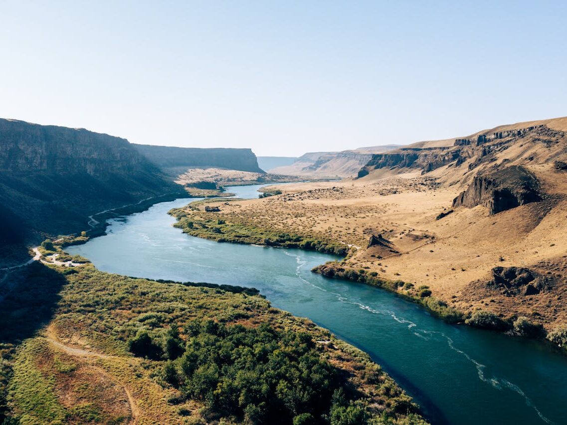 natural landscape with river and canyon