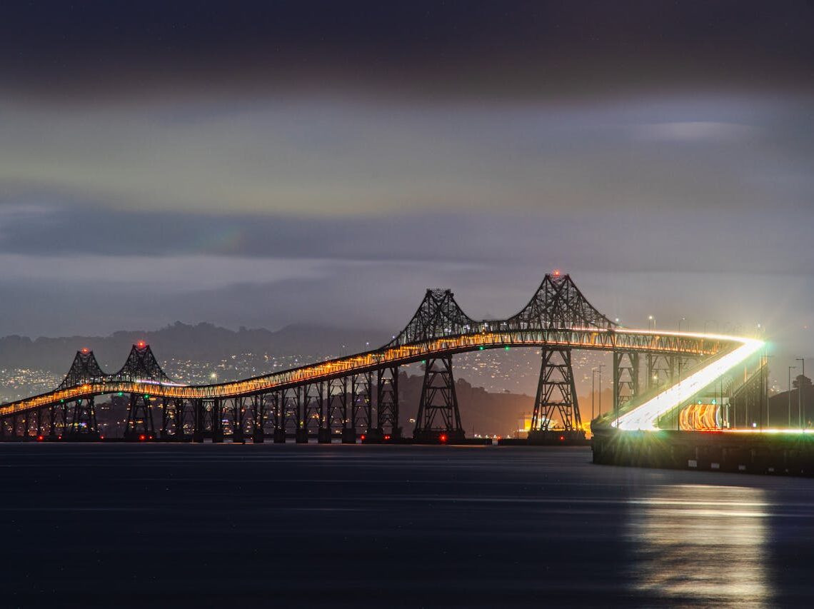 stunning night view of richmond san rafael bridge