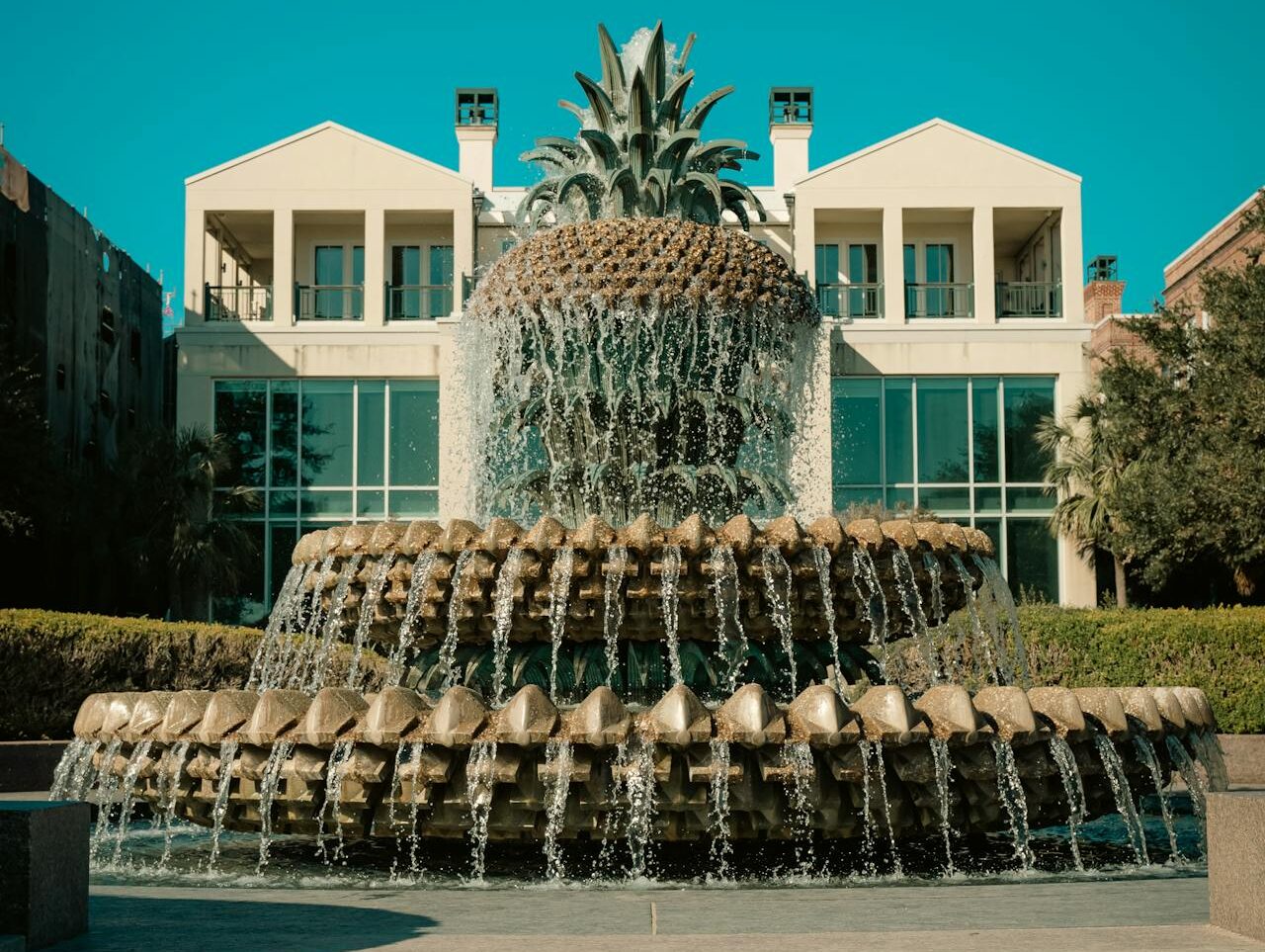 stunning pineapple fountain in charleston