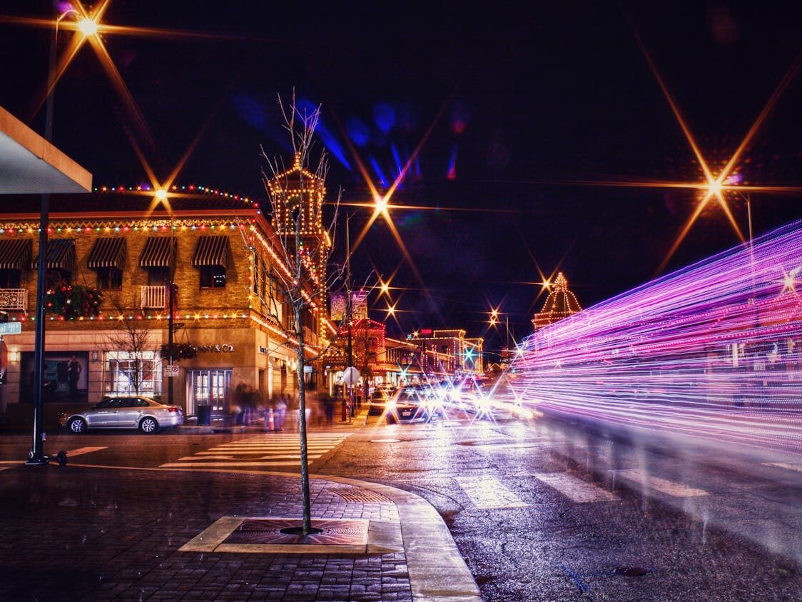 time lapse of a city at night