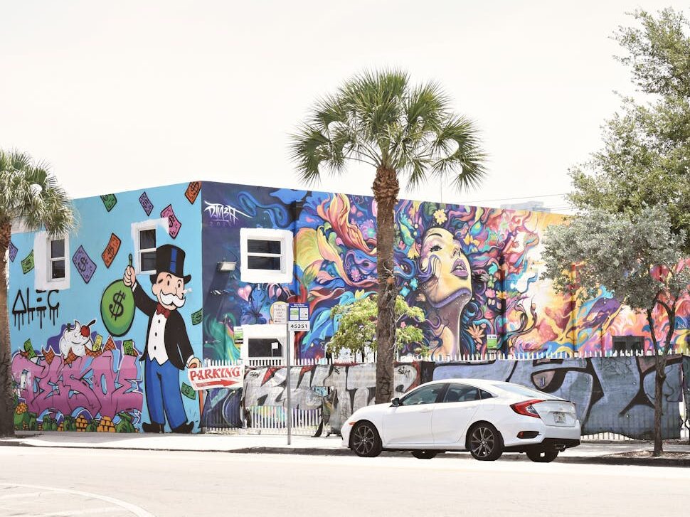 Vibrant urban street art in miami
