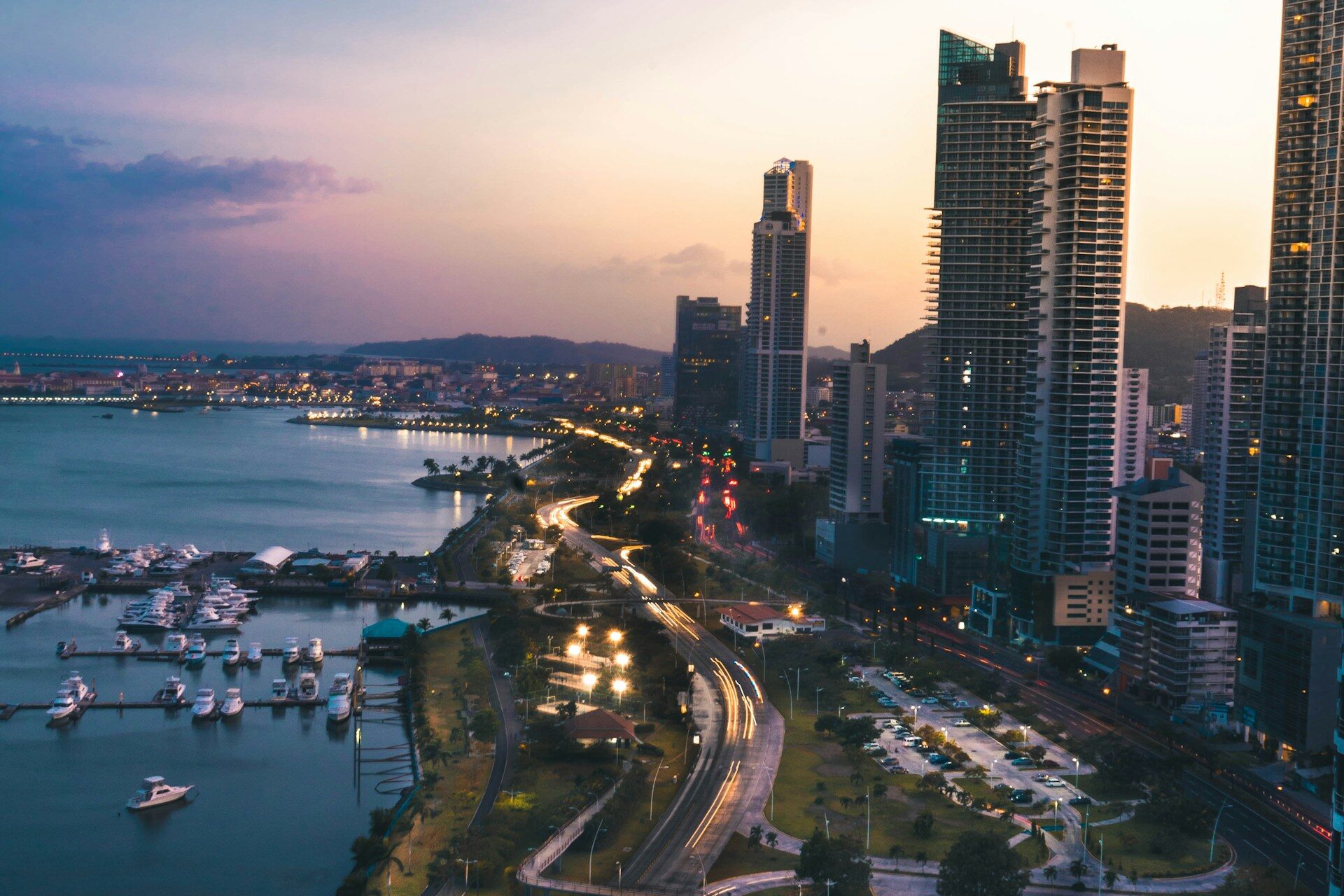 Panama city sunset view