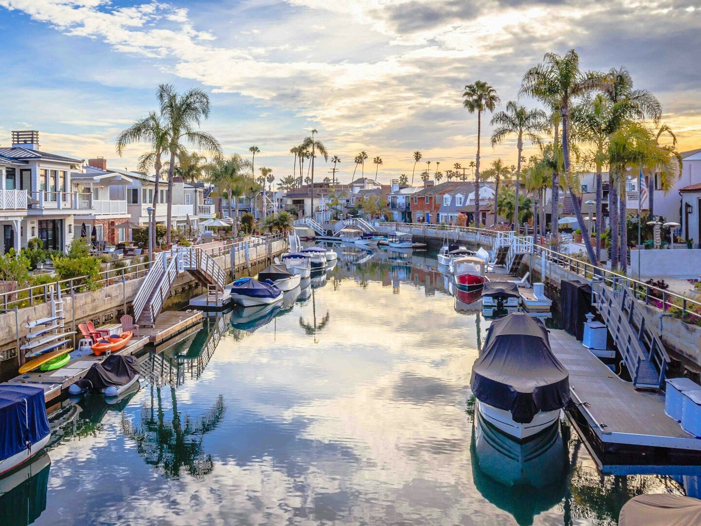 a waterway with boats