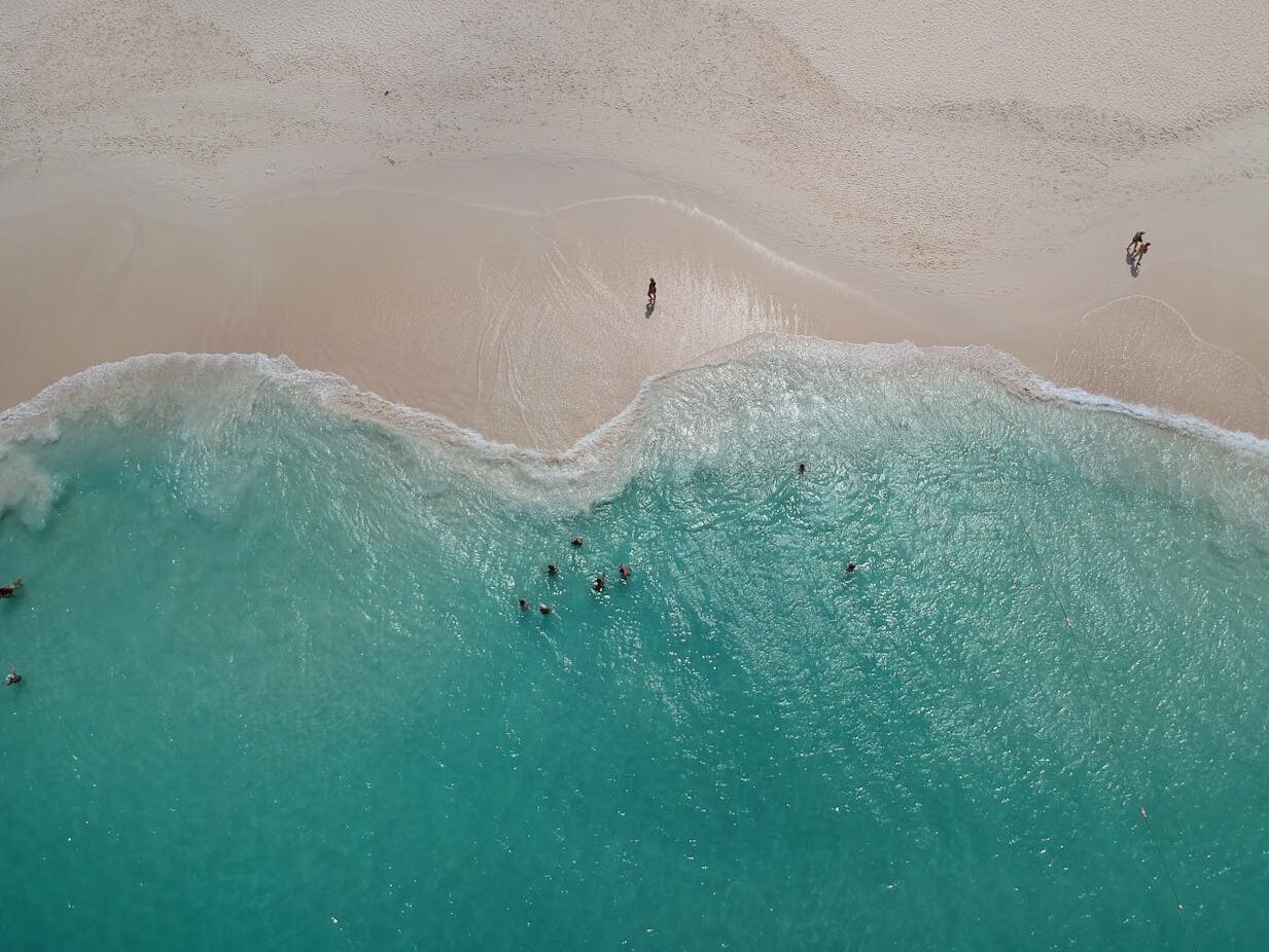 aerial footage of beachside