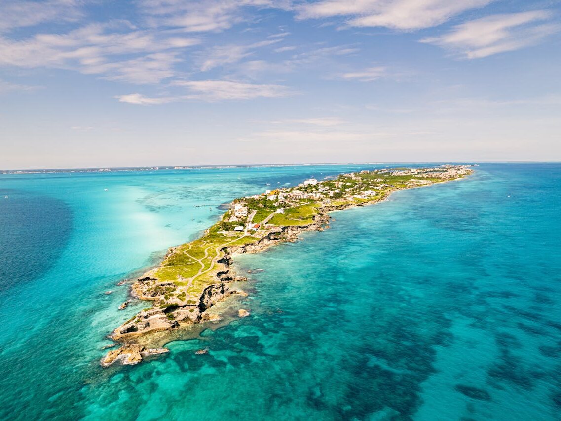 aerial view of isla mujeres in mexico