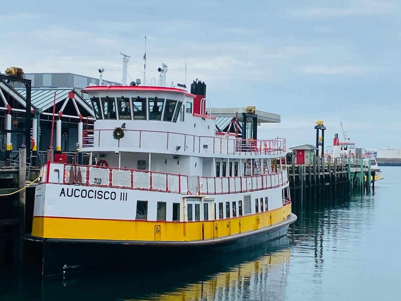 clouds over moored vessel