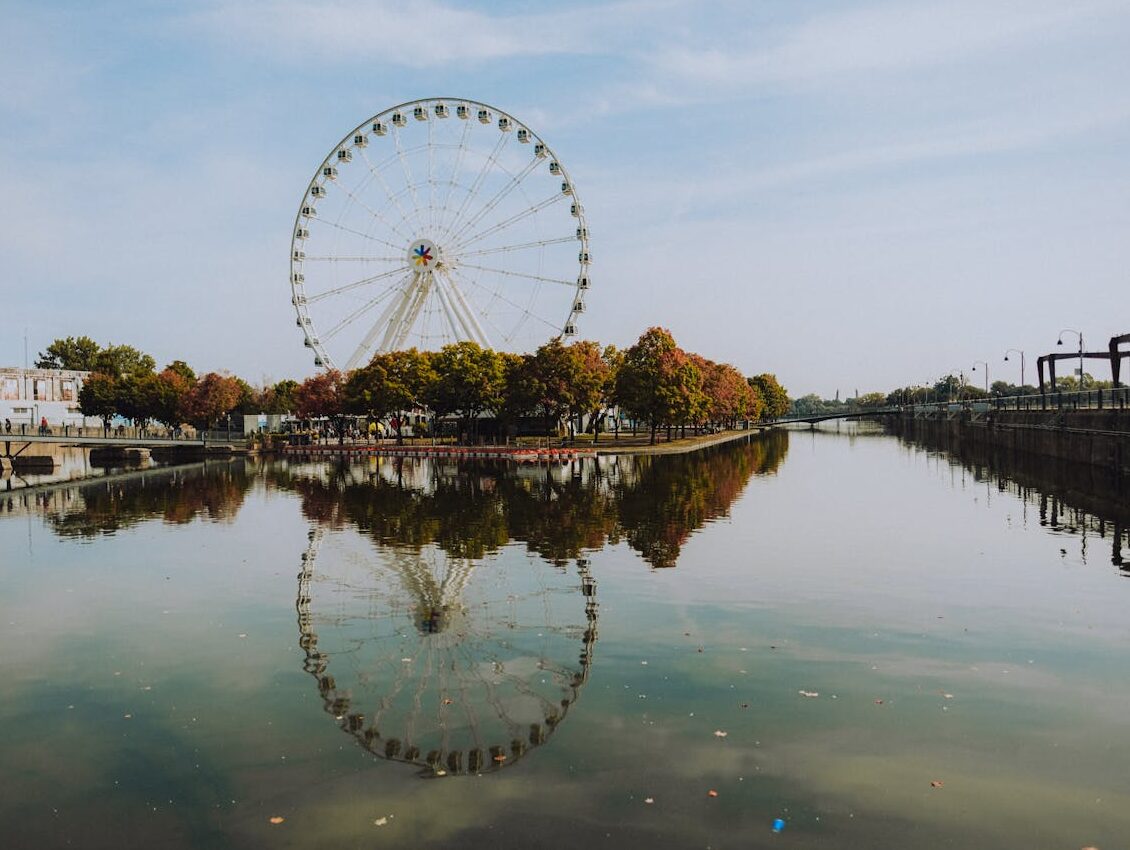 ferris wheel by the river in montreal