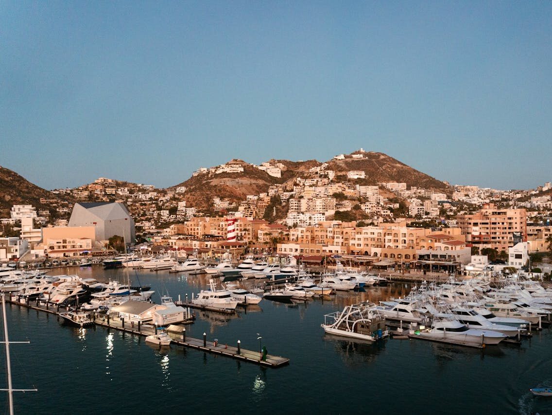 scenic marina view at sunrise