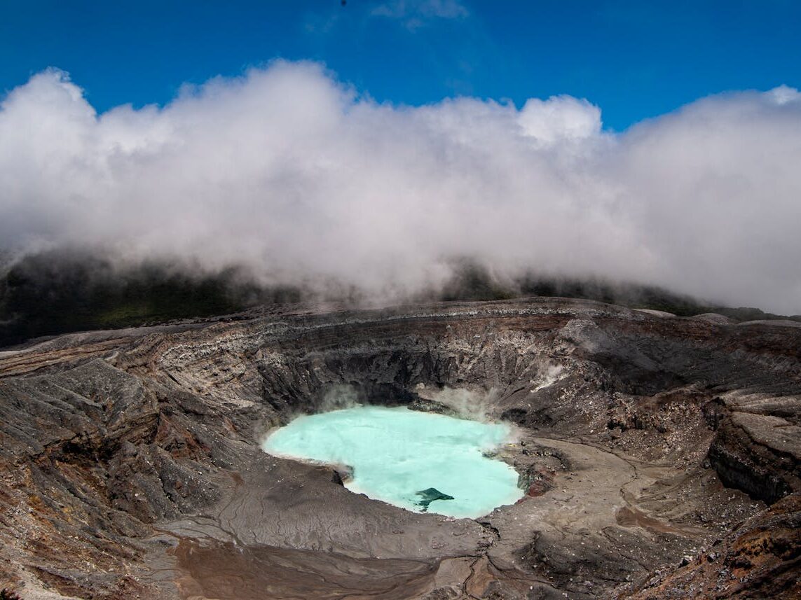 top view crater of a volcano